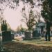 A man at a graveyard