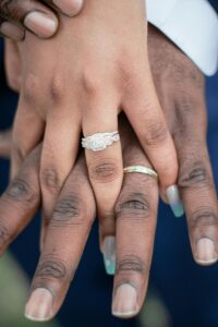 Couple wearing silver rings